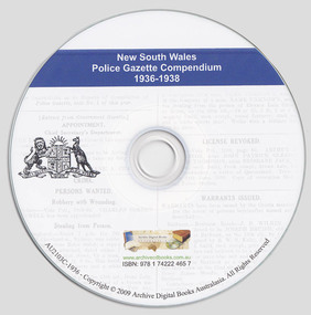 Mixed media, Archive CD Books Australia, New South Wales police gazette compendium 1936-1938, 2009
