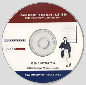 Document, Aileen Trinder, Deane index re-indexed 1823-1840 settlers, military, convicts etc, 2005