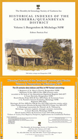 Document, Patricia M Frei, Historical indexes of the Canberra/Queanbeyan district, 2006
