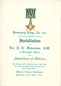 Programme, Installation of Bro. R. R. Wakenshaw Koo Wee Rup  Lodge No. 323