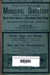 Book, Arnall & Jackson, Victorian municipal directory : and waterworks & irrigation trusts record with gazetteer for 1919, 1919