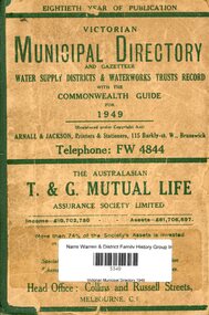 Book, Arnall & Jackson, Victorian municipal directory : and waterworks & irrigation trusts record with gazetteer for 1949, 1949
