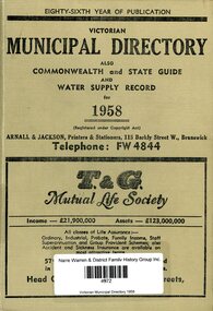 Book, Arnall & Jackson, Victorian Municipal Directory :State guide and water supply record for 1958, 1958