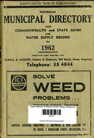 Book, Arnall & Jackson, Victorian municipal directory :State guide and water supply record for 1962, 1962