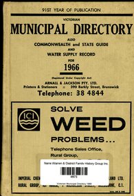 Book, Arnall & Jackson, Victorian municipal directory :State guide and water supply record for 1966, 1966