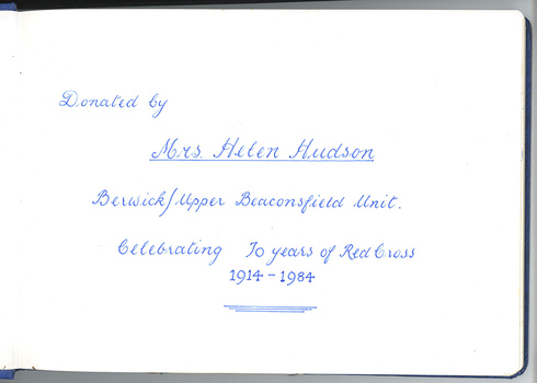 guest book inscription stating who it was donated by