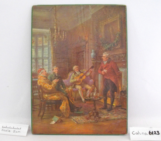 Coloured print mounted on wood