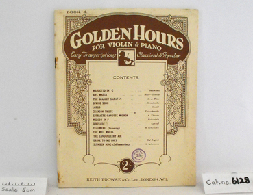 Music Book, Golden Hours for Violin & Piano, 1929