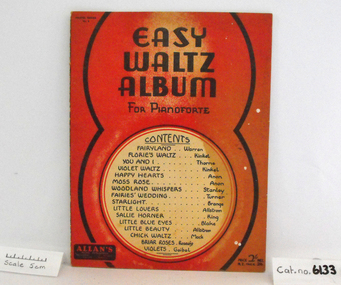 Music Book, Easy Waltz Album for Pianoforte
