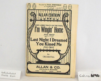 Music Book, I'm Winging Home (Fox-trot) / Last Night I Dreamed You Kissed Me (Fox-trot)