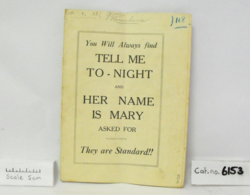 Music Booklet, Tell Me Tonight and Her Name is Mary