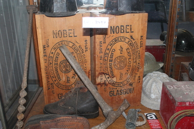 Wooden boxes of explosives