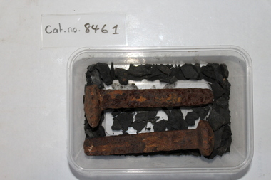 Rail pins and coal fragments