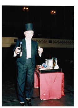 A magician is performing tricks.