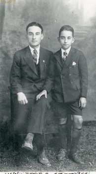 A young boy with a young man.