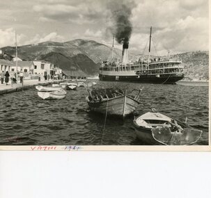 Photograph, Angelika ship departing Ithaca, c 1951