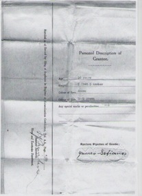 Document, Naturalization -  Personal Description of Grantee, 1928