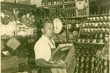 Photograph, Speros Defteros, fruiterer, c 1950s