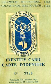 Photograph, Olympic Games Identity Card, 1956