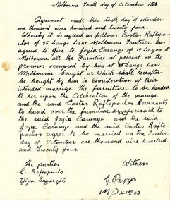 A photograph of a handwritten dowry agreement.