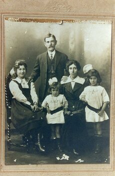 A family group of the parents with their three girls.