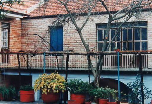 The photograph shows some of the extensions made to the building of the Panagias Monastery, Ithaca. 