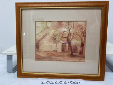 Watercolour painting of Isolation Ward 1921. Pale pastels.