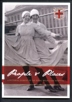 Illustrated paperback book. Book has black and white photo of "Cav and Pag" in a rooftop performance, Melbourne Hospital, Lonsdale Street 1928 on front cover.
Contains the story of nursing at the Royal Melbourne Hospital as told in pictures. Comprising of 100 annotated photographs from the RMH Archives, the images give a rare glimpse of the places and people that marked the learning experience and lives of thousands of young nurses who graduated from the RMH nursing school.