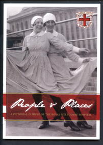 Illustrated paperback book. Book has black and white photo of "Cav and Pag" in a rooftop performance, Melbourne Hospital, Lonsdale Street 1928 on front cover.
Contains the story of nursing at the Royal Melbourne Hospital as told in pictures. Comprising of 100 annotated photographs from the RMH Archives, the images give a rare glimpse of the places and people that marked the learning experience and lives of thousands of young nurses who graduated from the RMH nursing school.