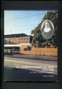 Illustrated hardcover book with dustjacket. The dustjacket has a coloured photograph of the front of the hospital as background. An oval black and white photograph of Sister Esther (Mother Foundress of the Community of the Holy Name) is superimposed at the top right front corner. 
Contains a history of St George's hospital, Kew. Hospital was founded by the Church of England in 1912 and administered by the Sisters of the Community of the Holy Name until 1949. In 1925 a midwifery wing had been added, and the hospital was registered as a Midwifery Training School. The hospital was sold to the Victorian Hospitals and Charities Commission in 1949.