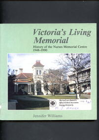 Illustrated paperback book with coloured photograph of the original Nurses Memorial Centre at 431 St Kilda Rd Melbourne.
This is a history of the Nurses Memorial Centre, including the fund-raising efforts of Vivian Bullwinkel and Betty Jeffrey who visited every hospital in Victoria with more than twenty beds, recounting their war time experiences. The nurses Memorial Centre is a living memorial to the heroism and sacrifice of the 76 Australian nurses who died during World War Two and to those who survived years in prisoner-of-war camps during that time.