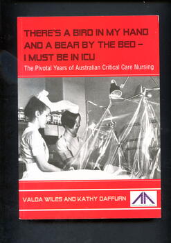 Illustrated paperback book with red cover. On the front is a black and white photo of two nurses standing beside a patient in an oxygen tent (Royal Melbourne Hospital [ca.1950s]). The book consists of five parts: the four pillars of critical care, the development of critical nursing and medicine in Australia, critical care nursing-its genesis and evolution, critical care nursing-education and special interest groups.