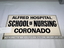 ALFRED HOSPITAL/SCHOOL OF NURSING/CORONADO
BLACK TYPE FACE ON CREAM PAINTED SURFACE, PALE SAGE GREEN BORDER