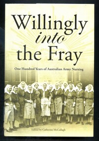 Illustrated hardcover book with dustjacket. Front of dust jacket has a grey, white and pale green photograph of a group of nurses (the sisters of the 21st AGH back in Australia following their long journey home from the Middle East, September 1942).  The back cover has a photograph of a group of army personnel with a truck marked with a red cross and draped with an Australian flag (members from the 2nd Health Support Battalion (Brisbane) made up the new Health Supplementation Team, East Timor August 2022. A summary of the book is printed on the back cover.
