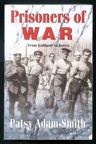 Illustrated paperback book. The front cover and spine have the same black and white photograph of six men walking ("the guards were old, the soldiers young. Bertie Giles is third from left).  Back cover has a black and white photograph of a group of women (Australian nurses, civilian and army) after being held POW for almost three and a half years by the Japanese). Under this photograph is a summary of the book and information about the author.
