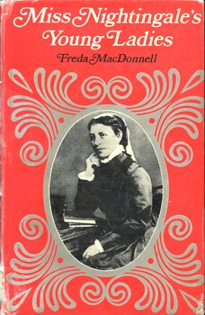 Illustrated book with dust jacket that has been covered with a clear protective film. Dustjacket has a red background. Front cover has an oval photograph of a woman in Victorian dress (Lucy Osburn). This book is a historical account of the early days of nursing in Australia, specifically focusing on the Sydney Hospital and Lucy Osburn, who arrived in Sydney in March 1868.