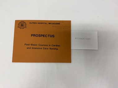Image of a slightly larger than A5 booklet with a sand coloured cover.  The cover has black printed text, printed emblem, handwriting and stamp on it.