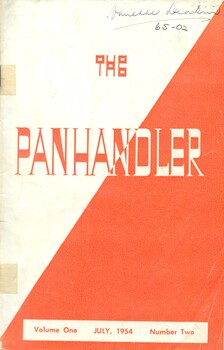 Booklet with orange, white and black print. Front cover divided diagonally. one half white and the other orange. Title volume number and issue number printed on front. Magazine, comprising factual and fictional articles, poems, quotations and advertisements.