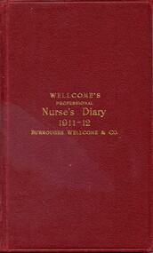 Front cover of Welcome's Professional Nurse's Diary 1911-1912