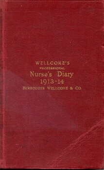 Front cover of Welcome's professional nurse's diary (Australasian Edition) 1913-1914