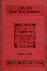 Front cover of textbook 'Aids to practical nursing' by Marjorie Houghton 8th edition, 1958 reprint