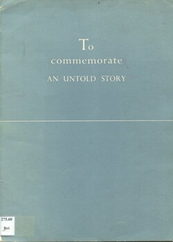 Front sover of booklet 'To commemorate an untold story', british Commonwealth and Empire Nurses War Memorial Fund, 1950