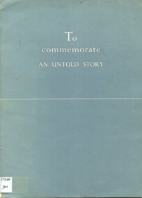 Front sover of booklet 'To commemorate an untold story', british Commonwealth and Empire Nurses War Memorial Fund, 1950