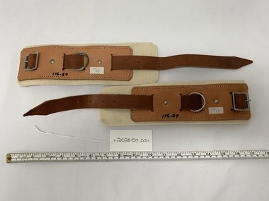 Equipment - body restraint wrist cuffs - pair (also used for ankles), 176.087 inn previous cataloguing