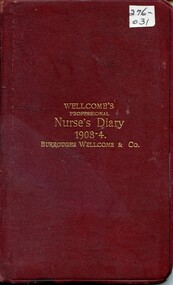 Front cover of Wellcome's professional nurse's diary (Colonial Edition) 1903-4