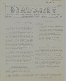 First page of "Drawsheet" magazine edition 2, September 1976
