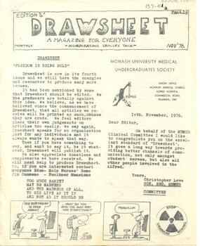 First page of 'Drawsheet' Edition 4 (Nov 1976)