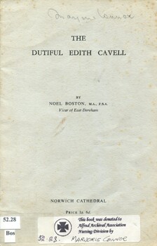 Front cover of 'The dutiful Edith Cavell' by Noel Boston 1955