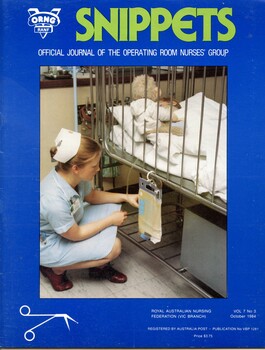 Front cover of Snippets - Official journal of the operating room nurses group October 1984