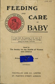 Front cover of 'Feeding and care of baby' by f Truby King 1921